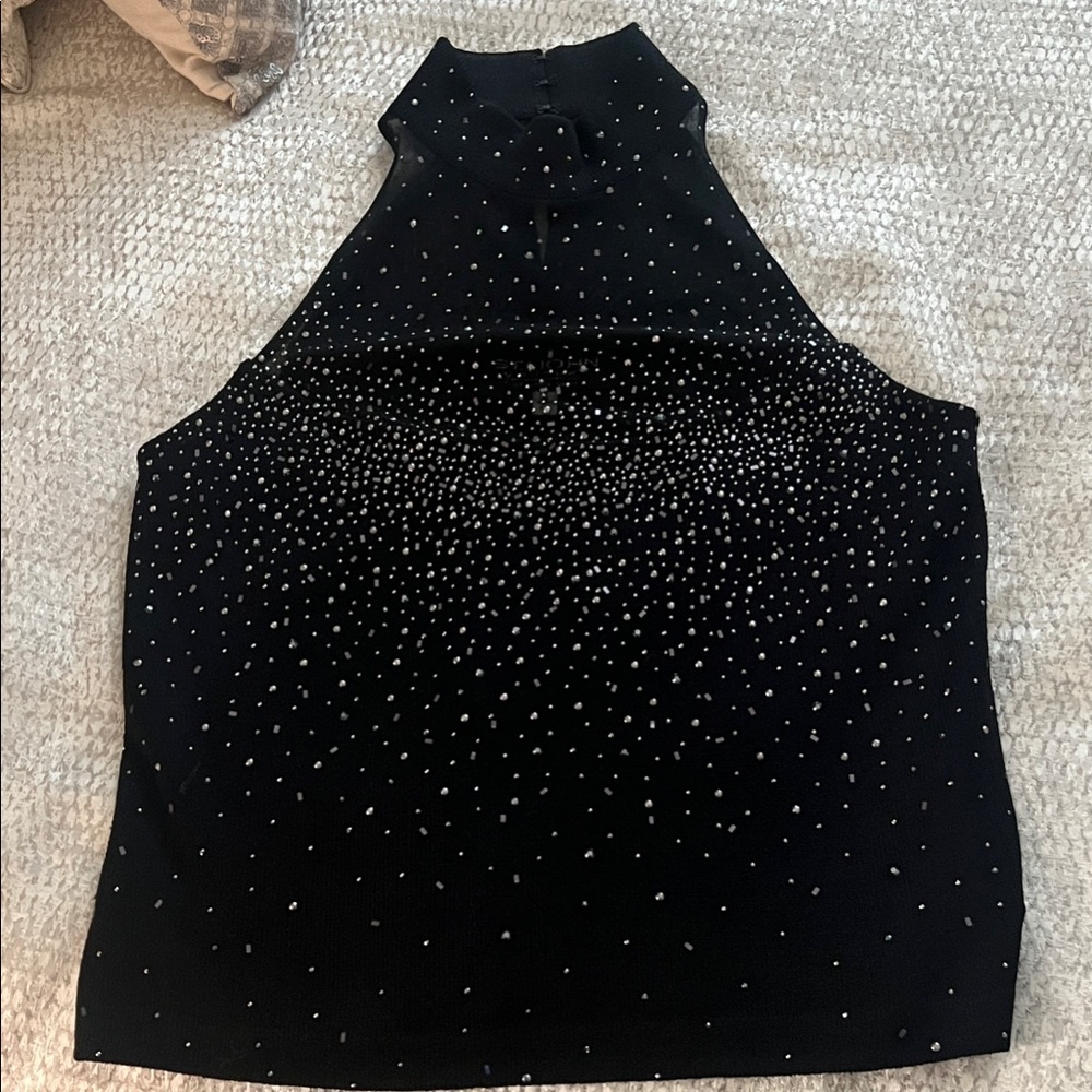 St. John Knit Embellished Black Sleeveless Top- Size 6